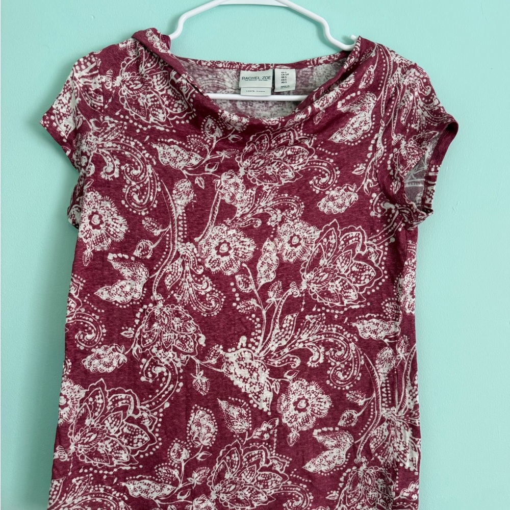 Rachel Zoe Burgundy and White Floral Blouse